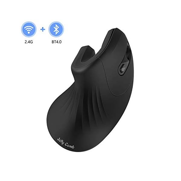 Wireless-Bluetooth-Ergonomic-Mouse-Jelly-Comb-24G-Wireless-Bluetooth-40-Dual-Mode-Vertical-Mouse-with-3-Adjustable-DPI-10001600-2400-Black Wireless Bluetooth Ergonomic Mouse, Jelly Comb 2.4G Wireless + Bluetooth 4.0 Dual-Mode Vertical Mouse with 3 Adjustable…