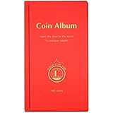 AITIME 180 Pockets Coin Collection Supplies - Coin Collecting Holders Book Album for Collectors, Collector Album Storage Suitable for Coin Diameter Less Than 1.66 Inches (Red)