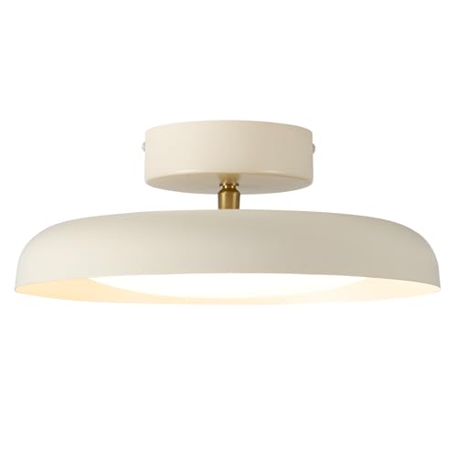 BISAMIYA Semi Flush Mount Ceiling Light - Brass & Brown Modern Lighting For Kitchen & Hallway