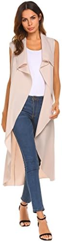 Yitrend Women Casual Boho Ultra Lightweight Sleeveless Open Shawl Cardigan With Belt