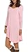 POSESHE Women's Long Sleeve Casual Loose T-Shirt Dress (S, Pink)