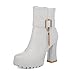 BeanFashion Women's Zipper Low-Top Soft Material High-Heels Closed Toe Solid Boots
