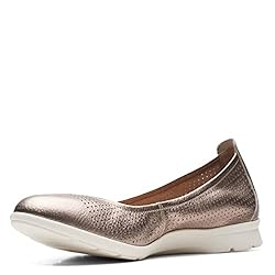 Clarks Womens Jenette Ease Ballet Flat, Metallic