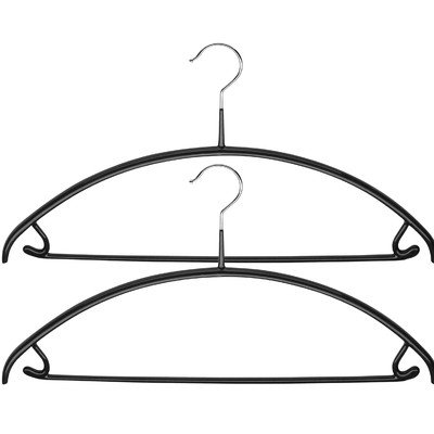 MAWA Reston Lloyd Euro Series Non-Slip Space-Saving Clothes Hanger with Bar and Hooks for Pants and Skirts, Style 42/U, Set of 2, Black