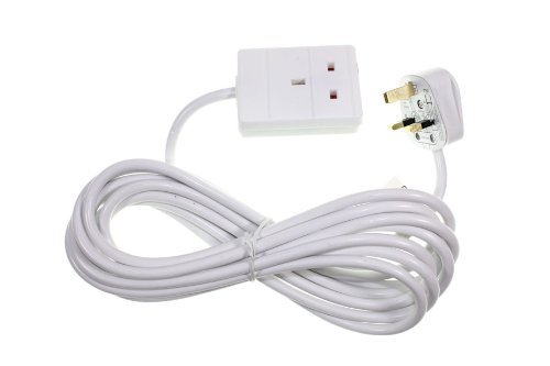 Pifco 1 Way UK 3Pin Plug Extension Lead with 3 Metre Cable - Neon Power On Indicator - White