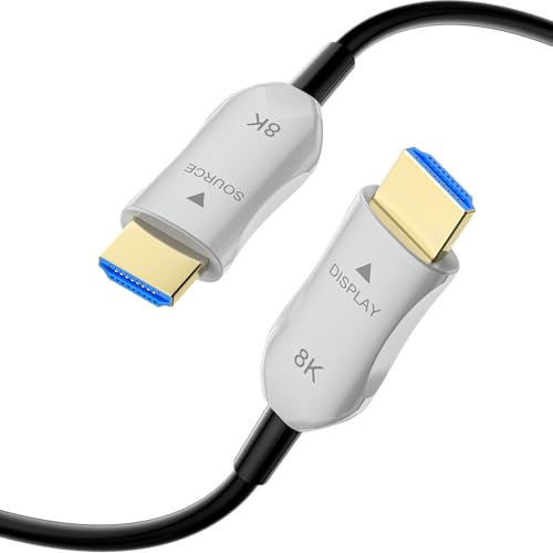 8K HDMI 2.1 Kabel Glasfaser 12m, Ultra High Speed HDMI Aktives Kabel, Lang HDMI Glasfaserkabel, 48Gbps, 8K@60Hz 4K@120Hz, Dynamic HDR, eARC, HDCP 2.2&