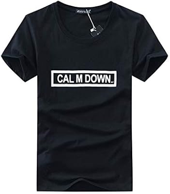 Amazon Co Jp Tシャツ 新しいメンズ夏のtシャツメンズ半袖tシャツラウンドネックカジュアルメンズファッションプリントtシャツを半分は長袖 色 黒 Size M Home Kitchen