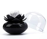 Bloss Cute Lotus Cotton Swab Holder Q-tips Storage Organizer Bathroom Decorative Organizer, Black