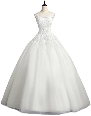 Women's Scoop Neck Ball Gown Wedding Dress Lace Bridal Gown WBD10