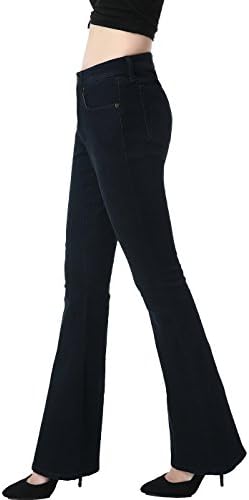 phistic Women's Ultra Stretch Black/Blue Flare Jeans - 28