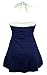 COCOSHIP Navy Blue & Red White Striped Vintage Sailor Pin Up Swimsuit One Piece Skirtini Cover Up Swimdress S(US6)