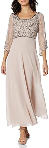 j kara champagne dress J Kara Women's V-Neck with 3/4 Sleeve Long Dress, Champagne Multi, 16 : Amazon.co.uk: Fashion