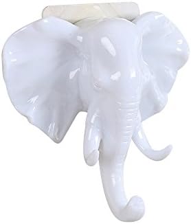 Icocol Icocol Elephant Head Self Adhesive Wall Door Hook Hanger- Scarf, Belt, Hat, Jewelry Hanger,Bag,Keys Sticky Holder - Hook Organizer Rack - (White)
