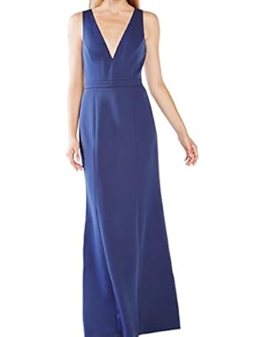 BCBG Max Azria Women's Gown V-Neck Riva Cutout Dress Blue 8
