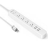 Panlong 4 AC Outlets Surge Protector Power Strip with 4 USB Charging Ports and 4.7ft Cord, Plus High Speed Micro USB Charging Cable