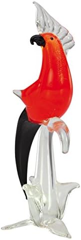 Global Village Glass Red Silver Bird on Perch Mini 5"