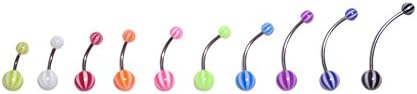 Bodyville Custom 14g Steel Curve Beach Ball Pink Belly Navel Ring 1/4" to 1" Length