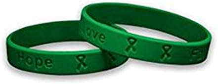 Cerebral Palsy/Bipolar Disorder/Liver Cancer Awareness Green Ribbon Silicone Bracelets (3 Pack)