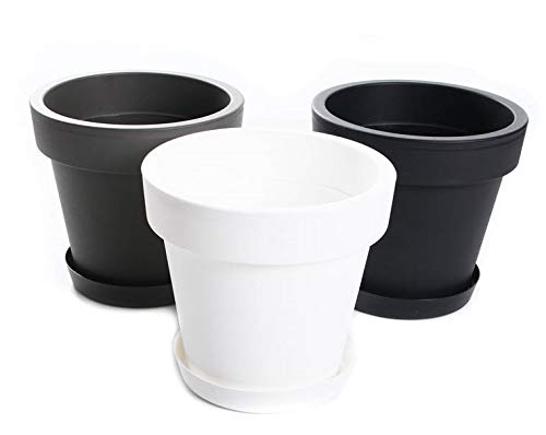 Blumentopf Blumenkübel mit Untersetzer Rund Pflanzkübel Pflanztopf Übertopf Lofly Größen & Farben wählbar (350 Anthrazit) – Bild 7