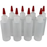4 Oz Plastic Squeeze Dispensing Bottles with Long Red Tip Caps Set of 8 (Ldpe) Empty by Pinnacle Mercantile