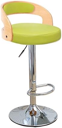 Bar chair Cqq Solid wood backrest lift chair Stylish Bar stool Reception chairs High stool (Color : Green)