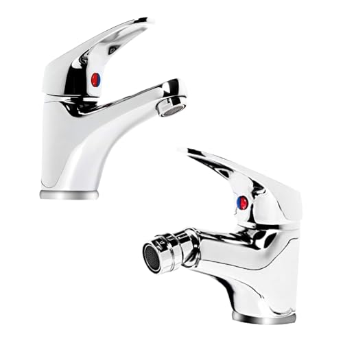 2 Piece Bathroom Sink & Bidet Taps Chrome Brass Mixer Pair