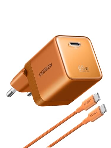 UGREEN Nexode Air 65W Chargeur USB C Rapide GaNInfinity avec Câble Compatible avec iPhone 17 Pro Max 16 Plus 15 14 13 12 Galaxy S26 S25 S24 Pixel 10 9 iPad MacBook Neo Air Pro M5 M4 M3 M2 M1 (Orange)