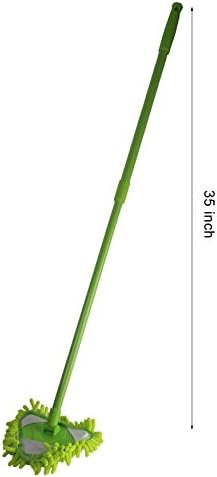 Long-Reach Washable Dusting Brush Microfiber Hand Duster with Telescoping Pol eExtendable Ceiling Duster (Green)