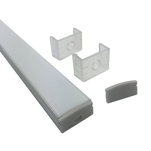 LightingWill 5-Pack 3.3ft/1M 9x17mm Silver U-Shape Internal Width 12mm LED Aluminum Channel System with Cover, End Caps and Mounting Clips Aluminum Profile for LED Strip Light Installations-U02S5 - Thumbnail 4