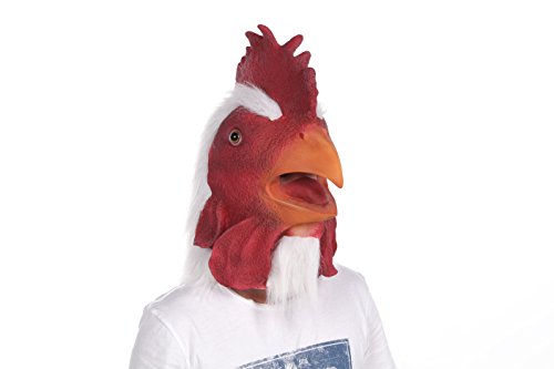 Lubber Rooster Latex Animal Head Mask For Costume (Red)