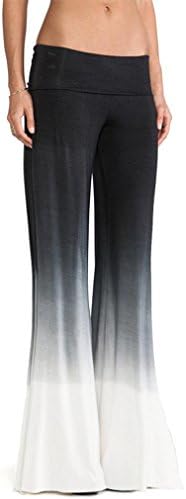 Qisc Women Pants Women's Gradient Color Printed Elastic High Waist Wide Leg Bell Flare Pants Slacks Fashion Comfy Chic Lounge Trousers (M, Black)
