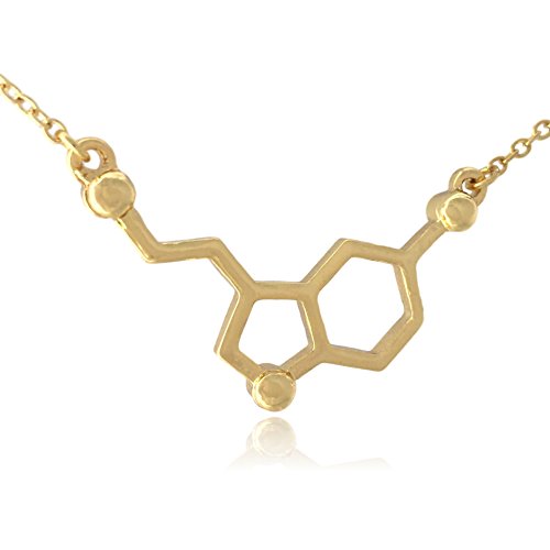 Clayton Online Sales COS (TM) Serotonin Neurotransmitter Molecule Horizontal Necklace (Gold Plated)