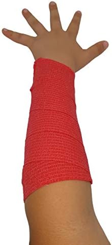 PintoMed, 6X RED x 10cm x 4.5m, Cohesive Bandage Stretched, Self-Adhesive Flexible Bandages - Image 4