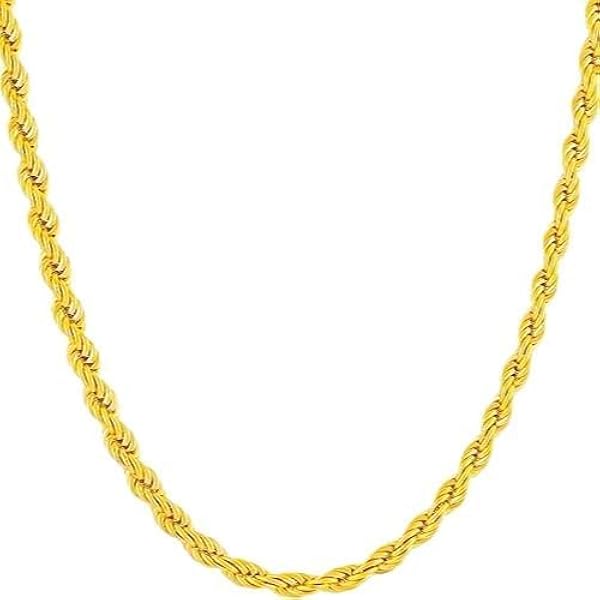 Amazon.com: Kooljewelry 10k Yellow Gold Rope Chain Necklace (1.5