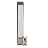 PetSafe Freedom Aluminum Patio Panel Sliding Glass Dog and Cat Door, Adjustable 76 13/16 in to 80 11/16 in - Medium Bronze Pet Door