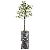 SIGNWIN Eucalyptus Tree with Black, White & Gold Granite Effect Vase Geometric Rocky Minimalism Zen Relax/Calm Multicolor Ultra for Living Room, Bedroom, Office - X-Large 5 Feet (60