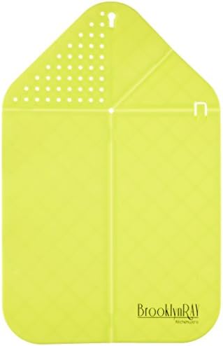 BrooklynRAY Premium Cutting Board and Collander - Foldable Rinse and Chop Chopping Board with Integrated Strainer 17 x 11 Green