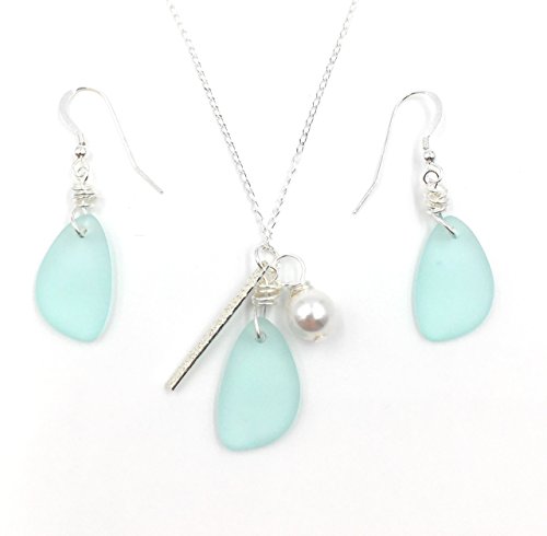 SET Sea Foam GREEN Sea Glass Earrings on Sterling Ethiopia Ubuy
