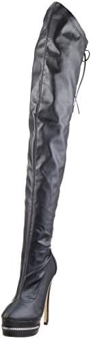 Stupmary Women Platform Boots Round Toe Over The Knee High Heels Boots Zipper Lace Up Bootie