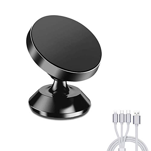Car Phone Mount, Magnetic Phone Car Mount Universal 360° Rotation,for iPhone Xs Max XR X 8 7 Se 6S 6+ 5S 4 Samsung Galaxy S10 S9 S8 S7 S6 S5 S4 LG Nexus Nokia and More, with 3 in 1 USB Charging Cable - Thumbnail 7