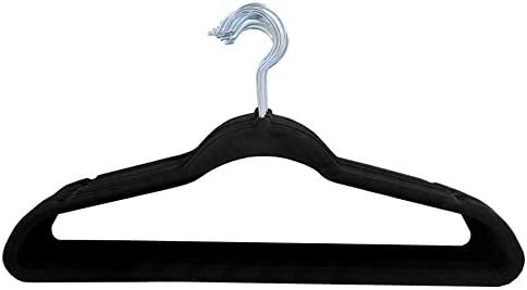 Kenton Grey Adults Size, Premium Heavyweight Velvet Hangers – Ultra-Thin, Space Saving, No-Slip, Strong &amp; Durable For Adult Clothing - Set of 25, Black