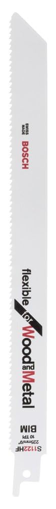 Bosch Professional 2 pieces Sabre Saw Blade S 1122 HF Flexible for Wood and Metal (Length 225 mm, sabre saw accessories)