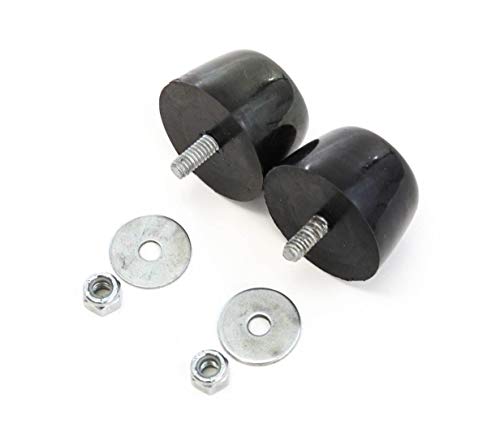 2 PCs of Premium Heavy Duty Black Rubber Bumper Cushion Hood Bump Stop with Matching Nuts and Washers Hardware Fit for Jeep Wrangler 1987-1995 YJ, 1997-2018 JK (Not 2018 JL Series)