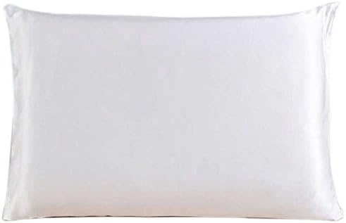 Savena Both Sides 22 Momme Mulberry Silk Pillowcase Benefit to Sleeping Soft Hypoallergenic Avoid Hair Falling Noble Design with Hidden Zipper 100% Natural Silk(Standard(20"x26")White)