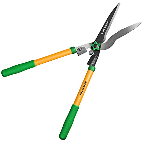 GRÜNTEK Heckenschere Manuell MARABU, 3 in 1 Kombi Astschere und Strauchschere, Bypass oder Amboss Schnitt, Stoßdämpfer, gummierte ergonomische Griffe,