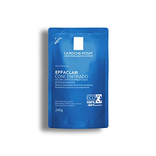 La Roche-Posay, Gel de Limpeza Facial Refil para Pele Oleosa e Acneica com Ácido Salicílico, LHA e Zinco de Limpeza Profunda e Controle Duradouro da Oleosidade, Effaclar Concentrado, 240g