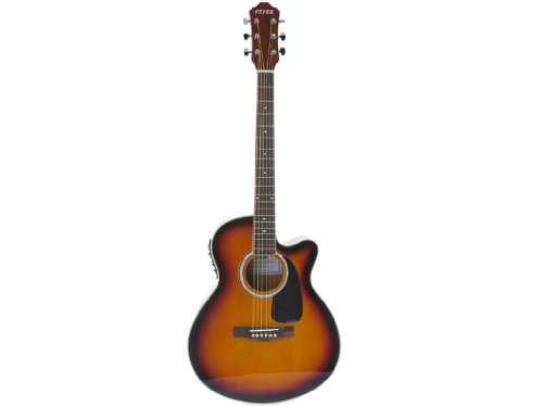 Fever Full Size Jumbo Body Steel String Acoustic-Electric Guitar Sunburst with Bag, Tuner and Strings, 5015CE-SB