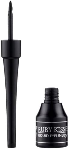 Ruby KissesClassic Liquid Eyeliner, Smudgeproof Long Lasting Eye Makeup with Felt-Tip Applicator (1 PACK, Shiny Black)