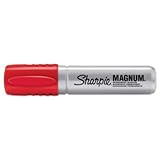 Sharpie Products - Sharpie - Magnum Oversized Permanent Marker, Chisel Tip, Red - Sold As 1 Each - Industrial strength marker for big marking jobs. - Oversized felt chisel tip draws extra wide, highly visible lines. - Specially formulated to mark on both wet and oily surfaces. - Durable aluminum body and felt tip are tough enough to withstand heavy use. - Large ink supply.