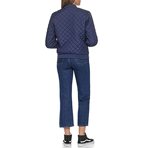 Levi's Women's Diamond Quilted Bomber Jacket, Navy/Sherpa Lined, 1X